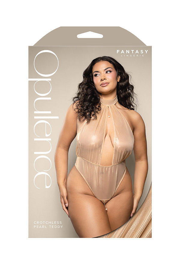 Opulence Crotchless Pearl Teddy Queen